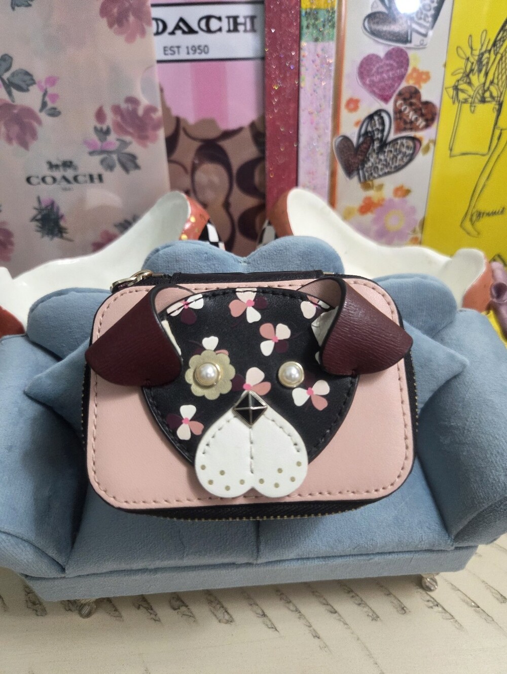 Kate Spade New York "Floral Pup" Travel Zip-Around Jewelry Holder, EUC - Picture 1 of 7